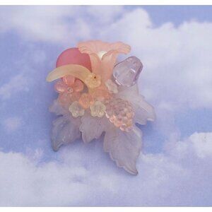 Vintage Art deco Pink Tone Floral Design Brooch - S16